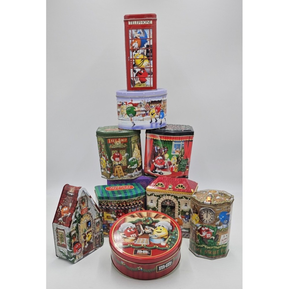 M&M's Mars 9 Limited Edition Christmas Village Series & Holiday Tins Canisters